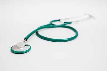 medical stethoscope on white background with space for text