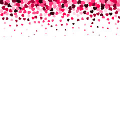 Pink confetti heart border. Background for Valentine's Day or Weddings and Mother's Day. Vector illustration