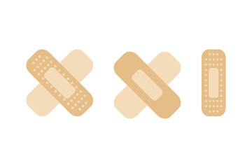 Set of three beige adhesive plasters
