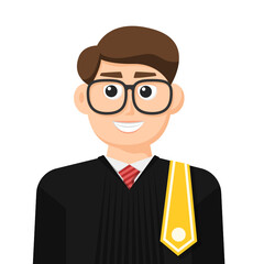 Lawyer or judge in simple flat vector, personal profile icon or symbol, people concept vector illustration.