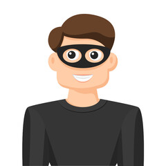 Robber in simple flat vector, personal profile icon or symbol, people concept vector illustration.