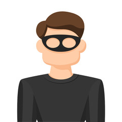 Robber in simple flat vector, personal profile icon or symbol, people concept vector illustration.