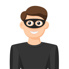 Robber in simple flat vector, personal profile icon or symbol, people concept vector illustration.