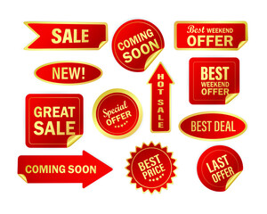red special sale best and special offer and special discount stickers Premium Vector