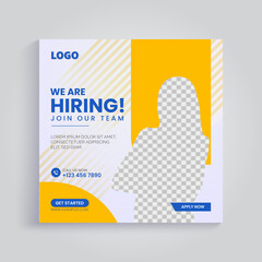 We are hiring job vacancy square banner or social media Instagram post template
