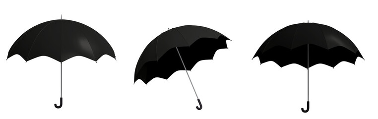 3d set umbrella isolated with black color