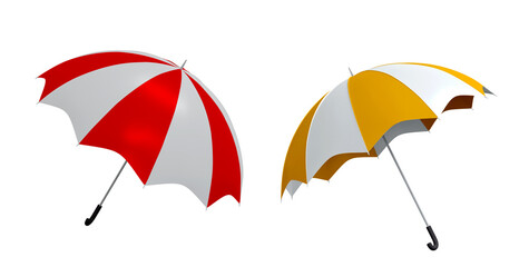 3d umbrella isolated with red and yellow color