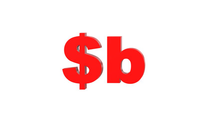 Bolivian boliviano currency symbol of Bolivia in Red - 3d rendering, 3d illustration