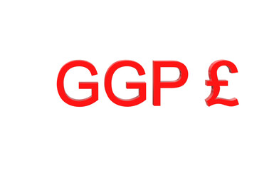 guernsey pound currency symbol of Guernsey in Red - 3d rendering, 3d illustration