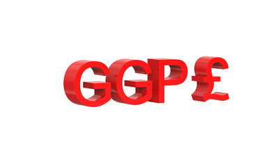 guernsey pound currency symbol of Guernsey in Red - 3d rendering, 3d illustration