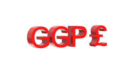 guernsey pound currency symbol of Guernsey in Red - 3d rendering, 3d illustration