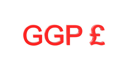 guernsey pound currency symbol of Guernsey in Red - 3d rendering, 3d illustration