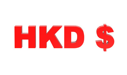 Hong Kong Dollar currency symbol of Hong Kong in Red - 3d rendering, 3d illustration