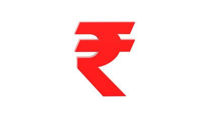 Indian rupee currency symbol of India in Red - 3d rendering, 3d illustration