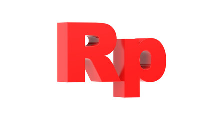 Indonesian rupiah currency symbol of Indonesia in Red - 3d rendering, 3d illustration