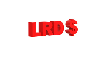 Liberian dollar currency symbol of Liberia in Red - 3d rendering, 3d illustration