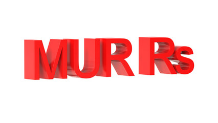 Mauritius Rupee currency symbol of Mauritius in Red - 3d rendering, 3d illustration