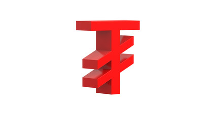 Obraz premium Mongolian tughrik currency symbol of Mongolia in Red - 3d rendering, 3d illustration