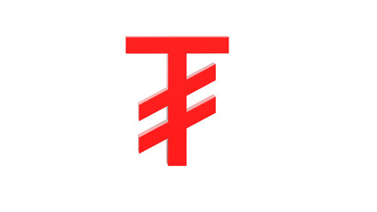 Mongolian tughrik currency symbol of Mongolia in Red - 3d rendering, 3d illustration