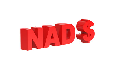 Namibian Dollar currency symbol of Namibia in Red - 3d rendering, 3d illustration