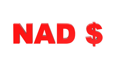 Namibian Dollar currency symbol of Namibia in Red - 3d rendering, 3d illustration