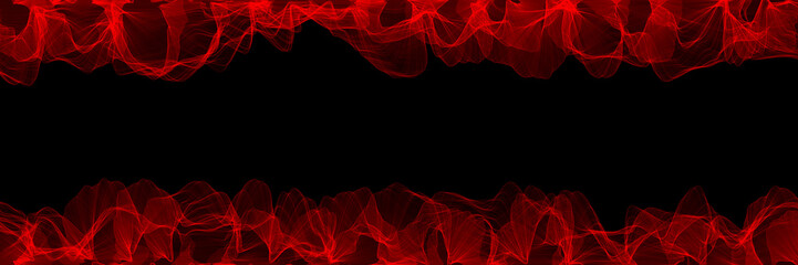 Abstract image of random line color of red in dark or black background. with empty copy space in the middle center. for billboard backdrop or background.
