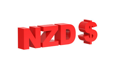 New Zealand Dollar currency symbol of New Zealand in Red - 3d rendering, 3d illustration