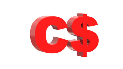 Nicaragua Cordoba currency symbol of Nicaragua in Red - 3d rendering, 3d illustration