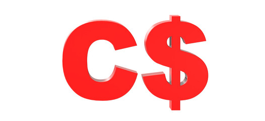 Nicaragua Cordoba currency symbol of Nicaragua in Red - 3d rendering, 3d illustration