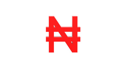 Obraz premium Nigerian naira currency symbol of Nigeria in Red - 3d rendering, 3d illustration