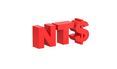 New Taiwanese Dollar currency code of Taiwan in Red - 3d rendering, 3d illustration