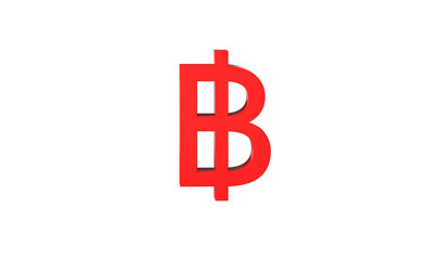 Fototapeta premium Thai Baht currency symbol of Thailand in Red - 3d rendering, 3d illustration