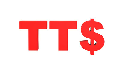 currency of Trinidad and Tobago TTD in red - 3d Illustration, 3d rendering	
