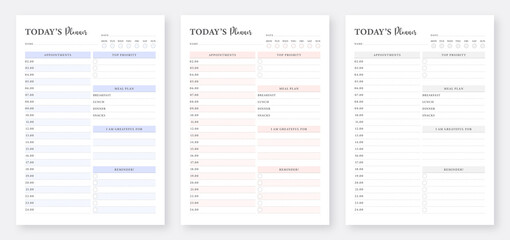 Today planner. template Daily Activity Planner. 	
Daily planner template. 3 Set of minimalist planners. Printable Daily Planner Templates.