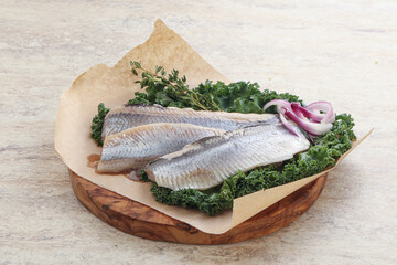 Marinated Herring fillet with onion
