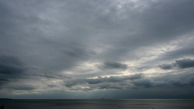 landscape sea view with dark cloudy moving above sky
