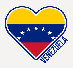 Venezuela heart flag badge. Made with Love from Venezuela logo. Flag of the country heart shape. Vector illustration.