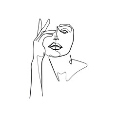 Surreal Faces Continuous line, drawing of set faces and hairstyles, fashion concept, woman's beauty, minimalist, vector illustration, pretty sexy. Take care of yourself.