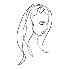 Surreal Faces Continuous line, drawing of set faces and hairstyles, fashion concept, woman's beauty, minimalist, vector illustration, pretty sexy. Take care of yourself.