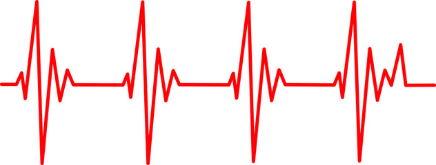 Heartbeat line icon isolated on white background. Red pulse on white background. Heartbeat pulse flat vector icon. Vector illustration for medical offers and websites.  - obrazy, fototapety, plakaty