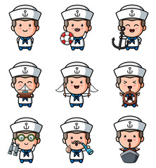 The collection of the mascot happy sailor boy bundle set