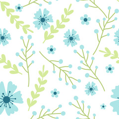 seamless pattern, vector image of flowers and leaves. elegant pastel colors 