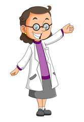 The cute girl dentist showing something