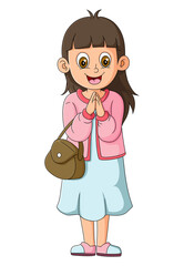 The pretty girl is welcoming and getting the permission