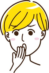 男性　女性　中性的　顔　表情　驚く　びっくりする　金髪　外国人