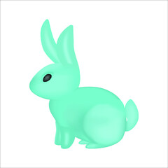 3d realistic rabbit vector illustration isolated on white background.