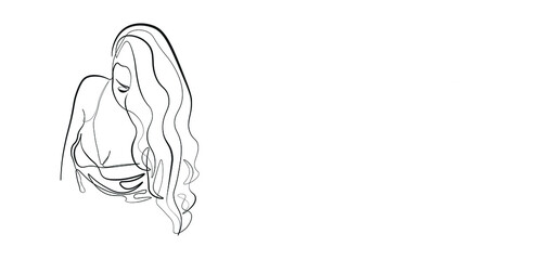 Surreal Faces Continuous line, drawing of set faces and hairstyles, fashion concept, woman's beauty, minimalist, vector illustration, pretty sexy. Take care of yourself.