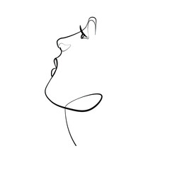 Surreal Faces Continuous line, drawing of set faces and hairstyles, fashion concept, woman's beauty, minimalist, vector illustration, pretty sexy. Take care of yourself.