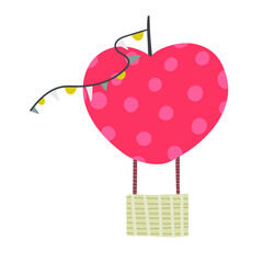 cute baby animal on hot air balloon, isolated vector