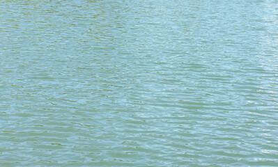 ripple on water in city park pond at dry sunny summer day